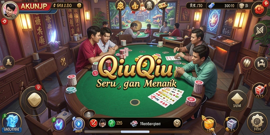 Screenshot gameplay AKUNJP menampilkan serunya permainan QiuQiu.