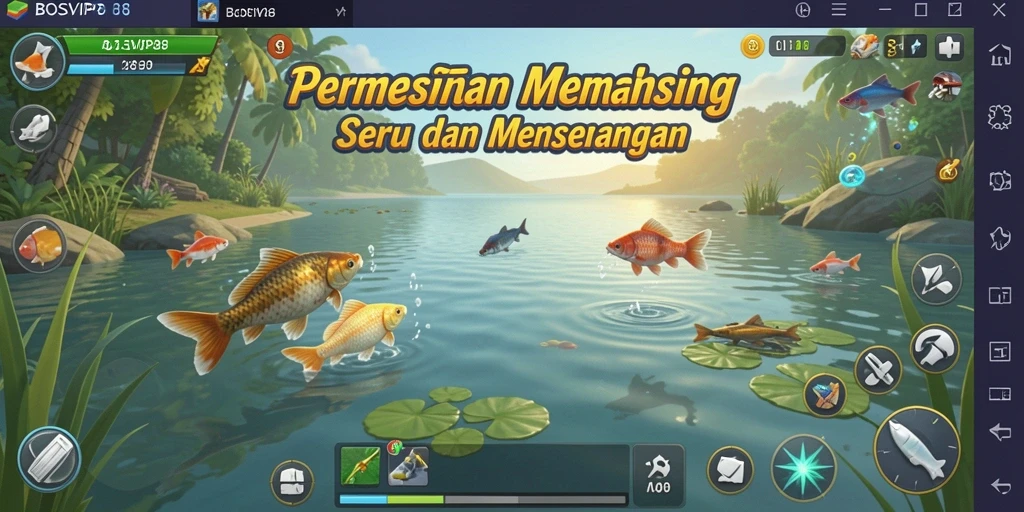 Tampilan menarik gameplay BOSVIP88 dengan aksi menangkap ikan.