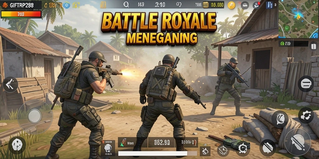 Screenshot GIFTRP288 menampilkan aksi seru di arena Battle Royale