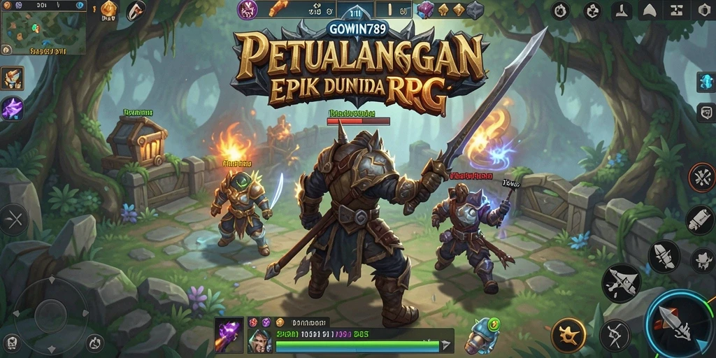 Tangkapan layar GOWIN789 menampilkan pertarungan seru dalam permainan RPG.