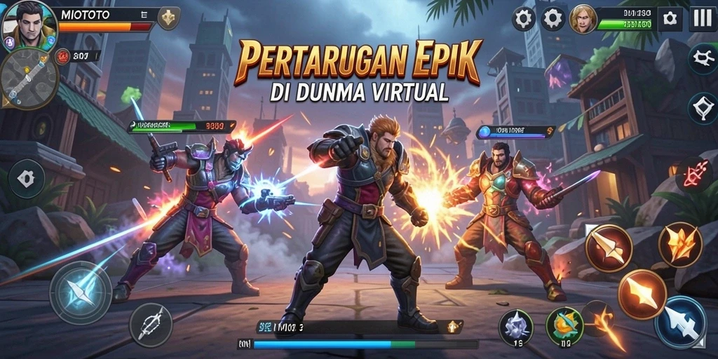 Gameplay seru MIOTOTO dengan pertarungan karakter penuh aksi.