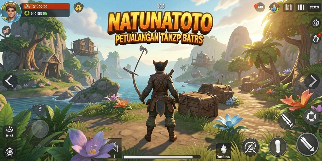 Gameplay NATUNATOTO menampilkan petualangan seru di dunia terbuka.