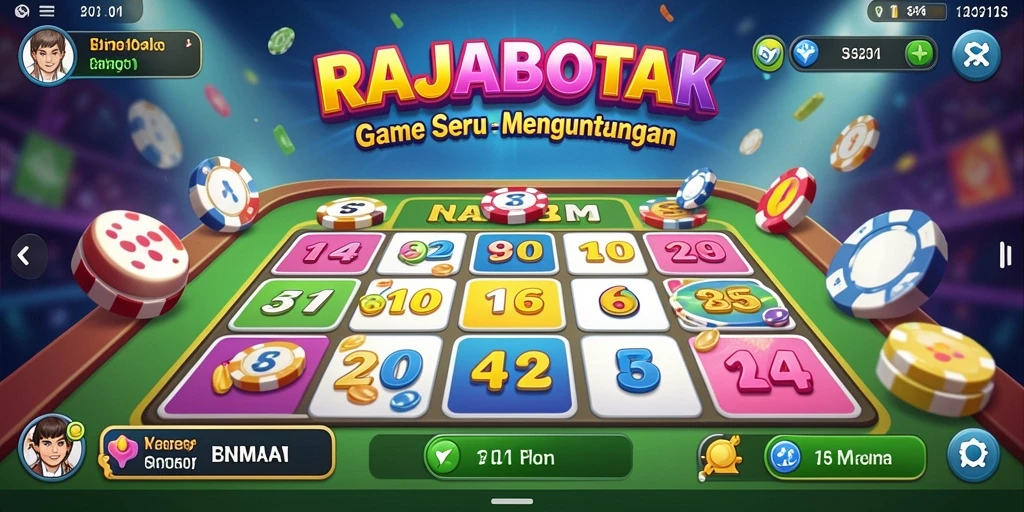 Screenshot gameplay RAJABOTAK menunjukkan suasana pertarungan Bingo yang mengasyikkan.