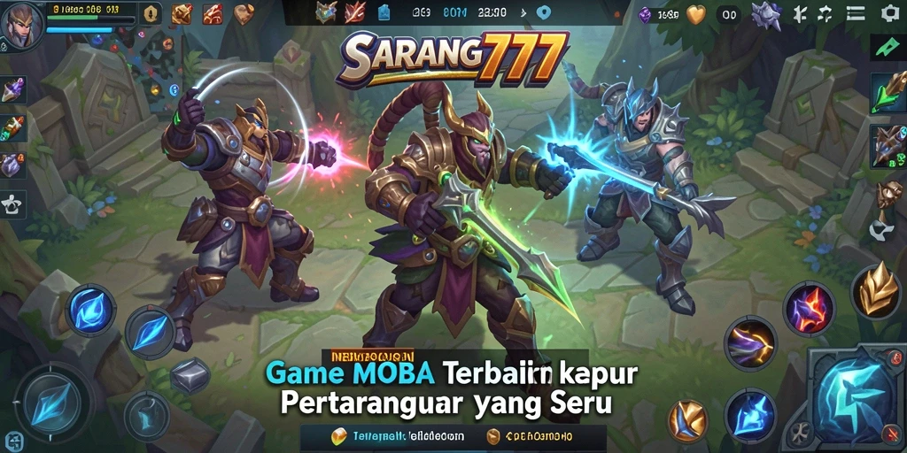 Tangkapan layar gameplay SARANG777 menampilkan pertarungan seru di arena MOBA.